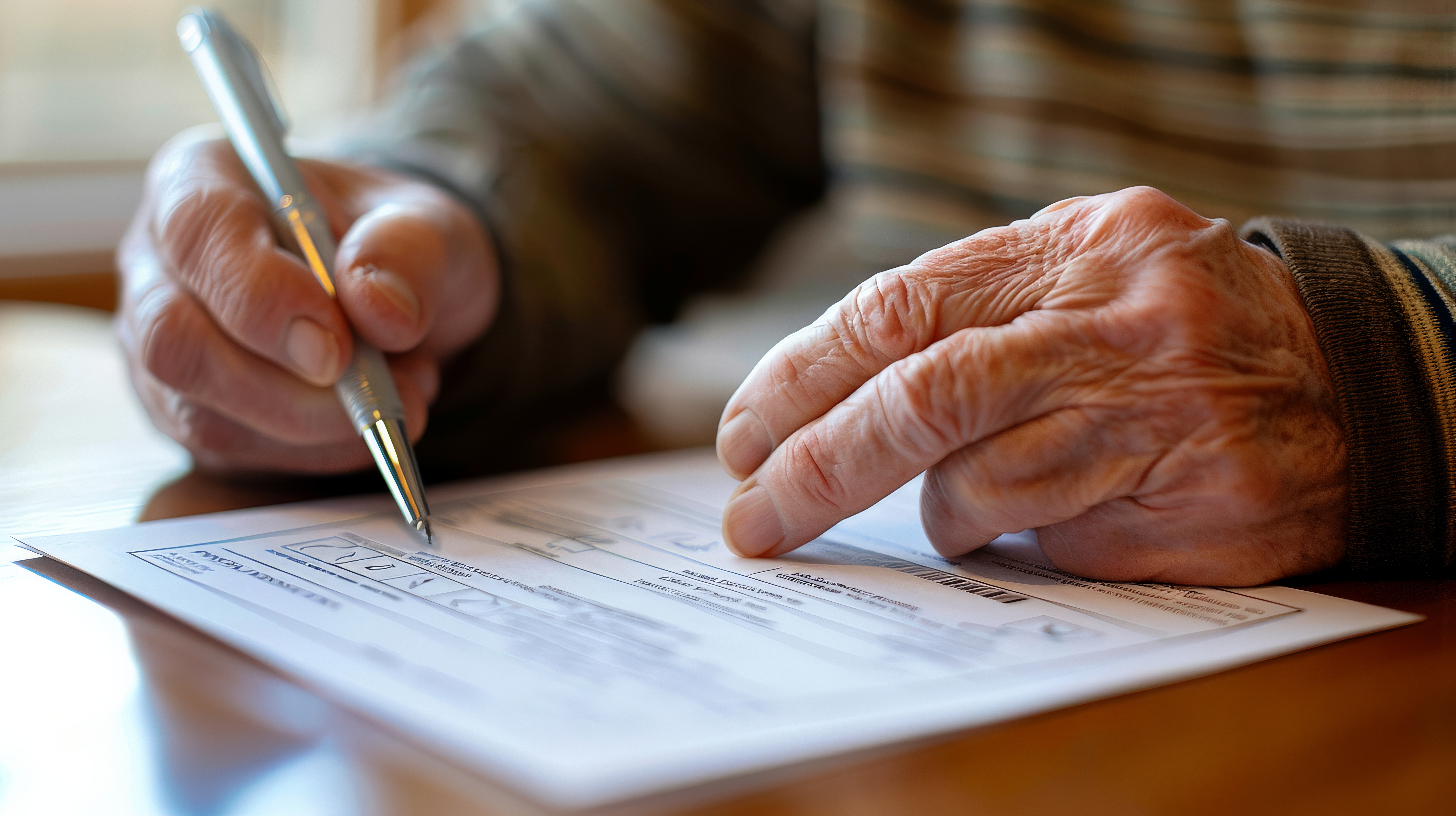 person-filling-out-mailin-ballot-home-pen-hand-focused-expression
